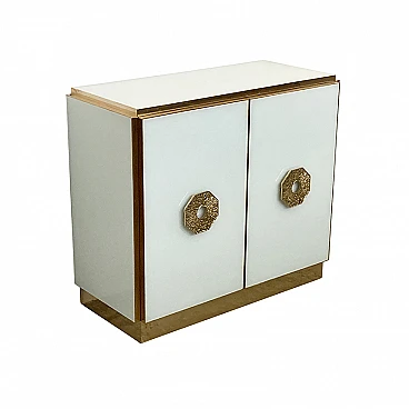 White Murano glass and gilded brass sideboard, 1980s