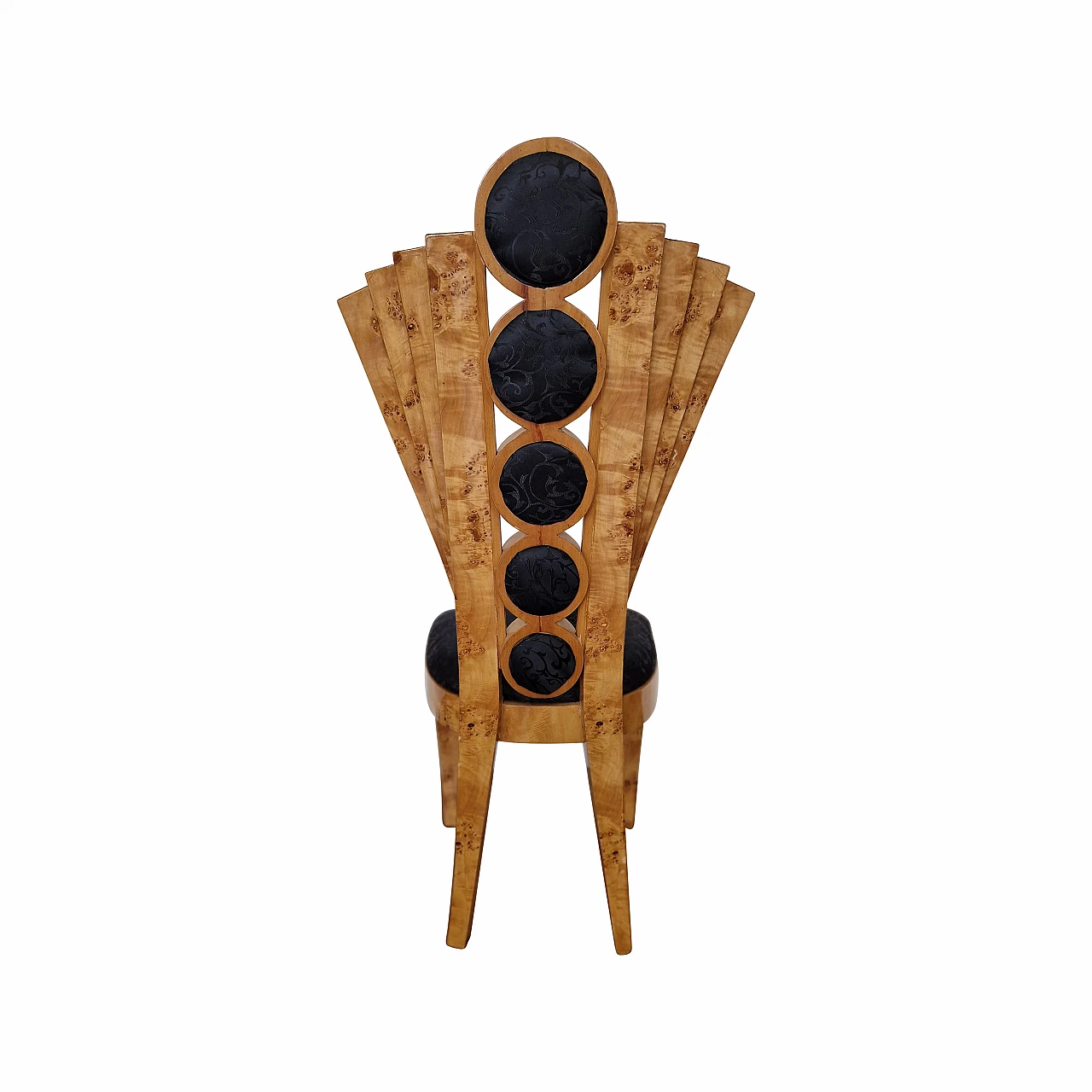 Art Deco style birch-root and black fabric chair, 1980s 1