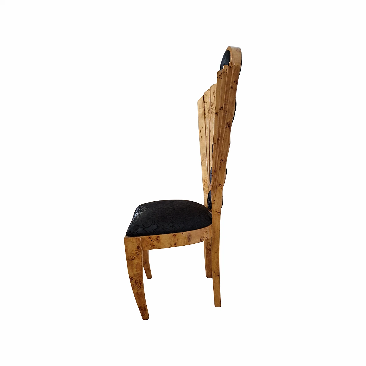 Art Deco style birch-root and black fabric chair, 1980s 2