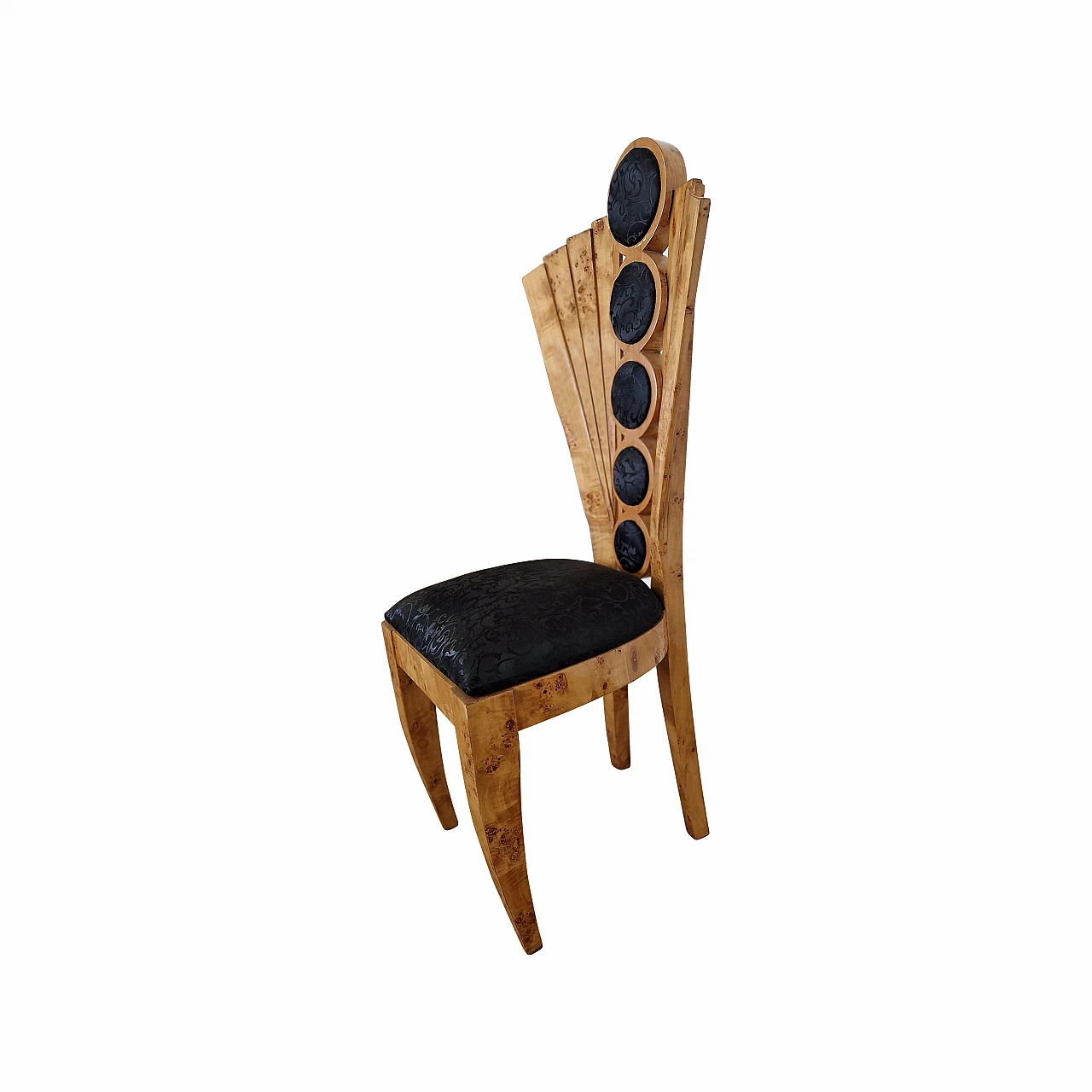 Art Deco style birch-root and black fabric chair, 1980s 3