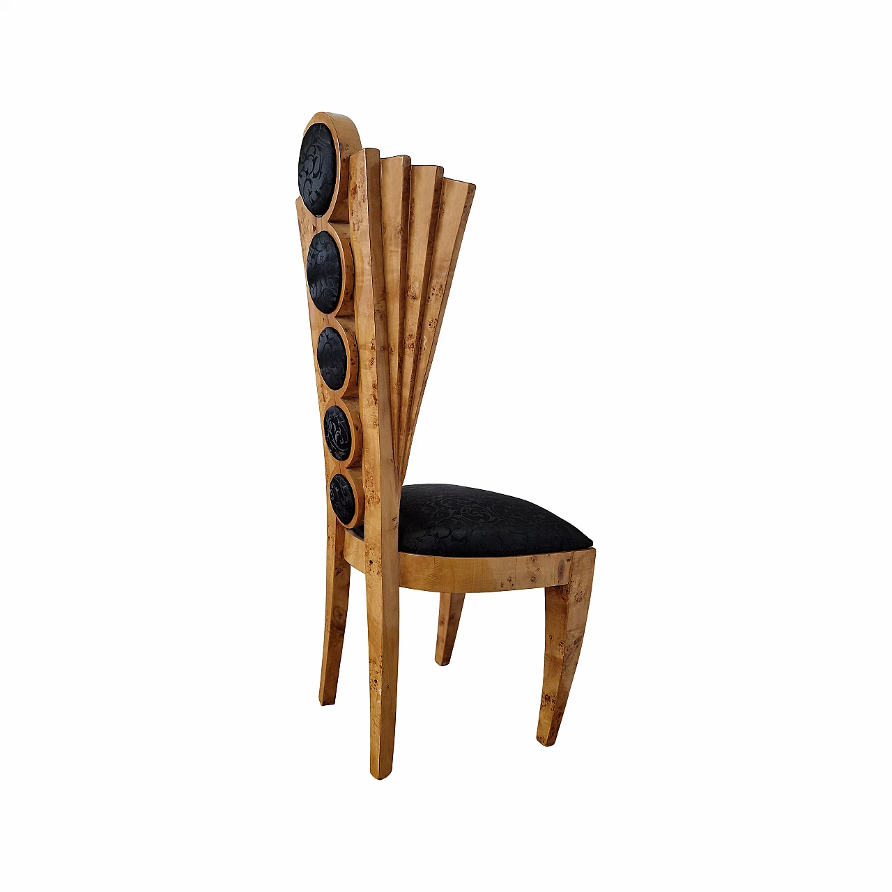 Art Deco style birch-root and black fabric chair, 1980s 4