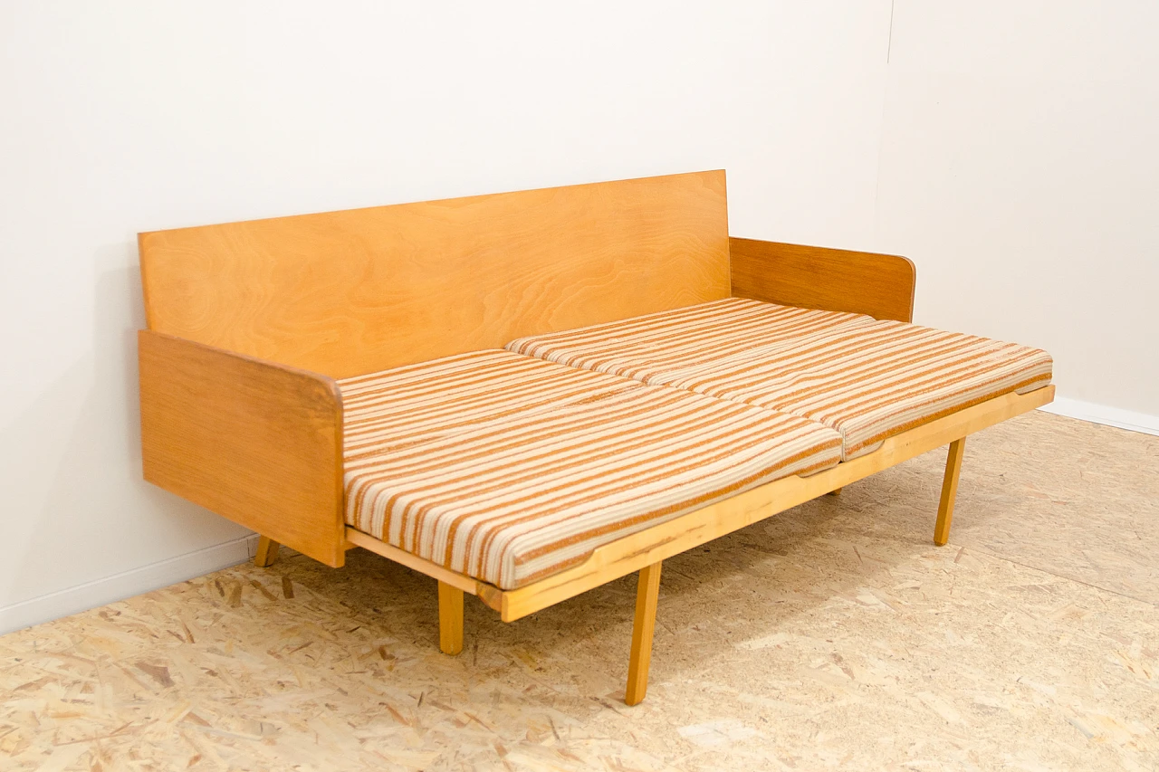 Beech veneered sofa bed by Interiér Praha, 1960s 14
