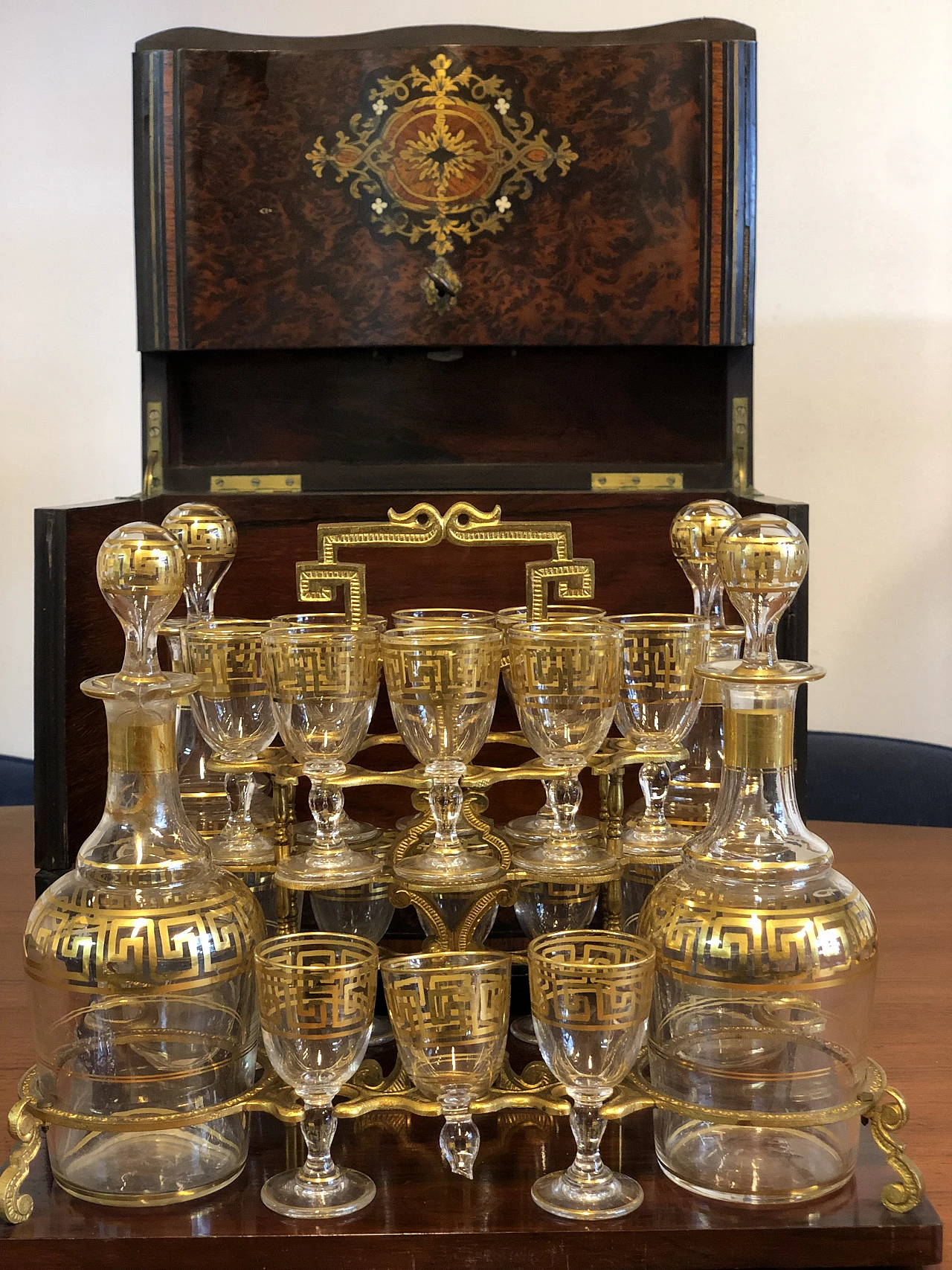 Cofanetto porta liquori Napoleone III in radica di Thuja, '800 8