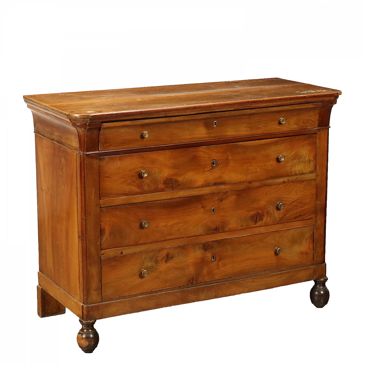 Walnut & poplar dresser with 4 drawers and turned legs, 19th century 1