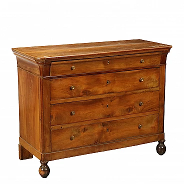 Walnut & poplar dresser with 4 drawers and turned legs, 19th century