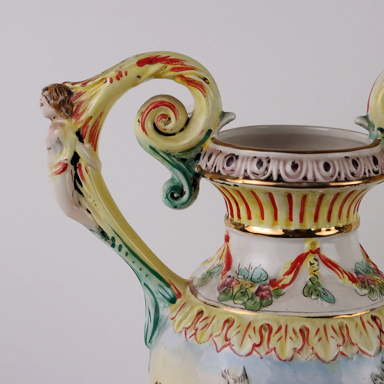 Pair of Capodimonte ceramic vases with mythological scenes 4