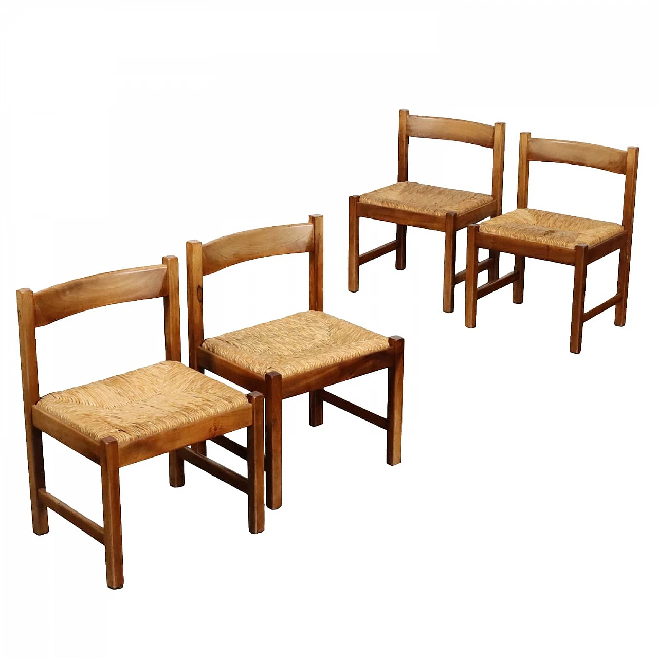 4 Torbecchia chairs in raffia by G. Michelucci for Poltronova, 1960s 1