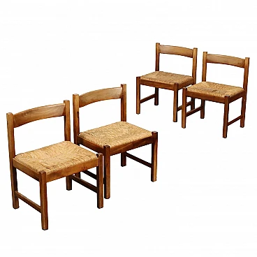 4 Torbecchia chairs in raffia by G. Michelucci for Poltronova, 1960s