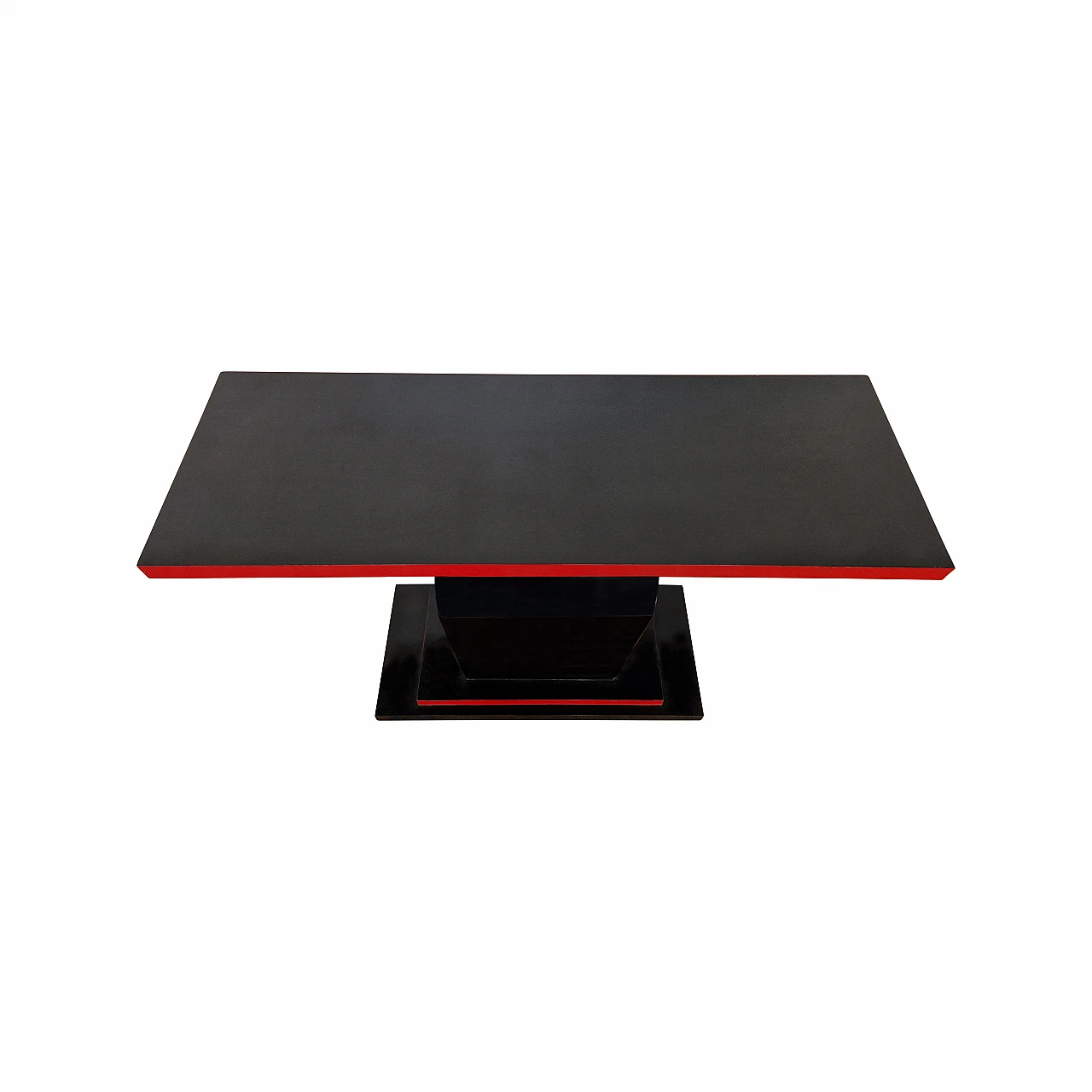 Art Deco style black and red lacquered wood console, 1980s 3