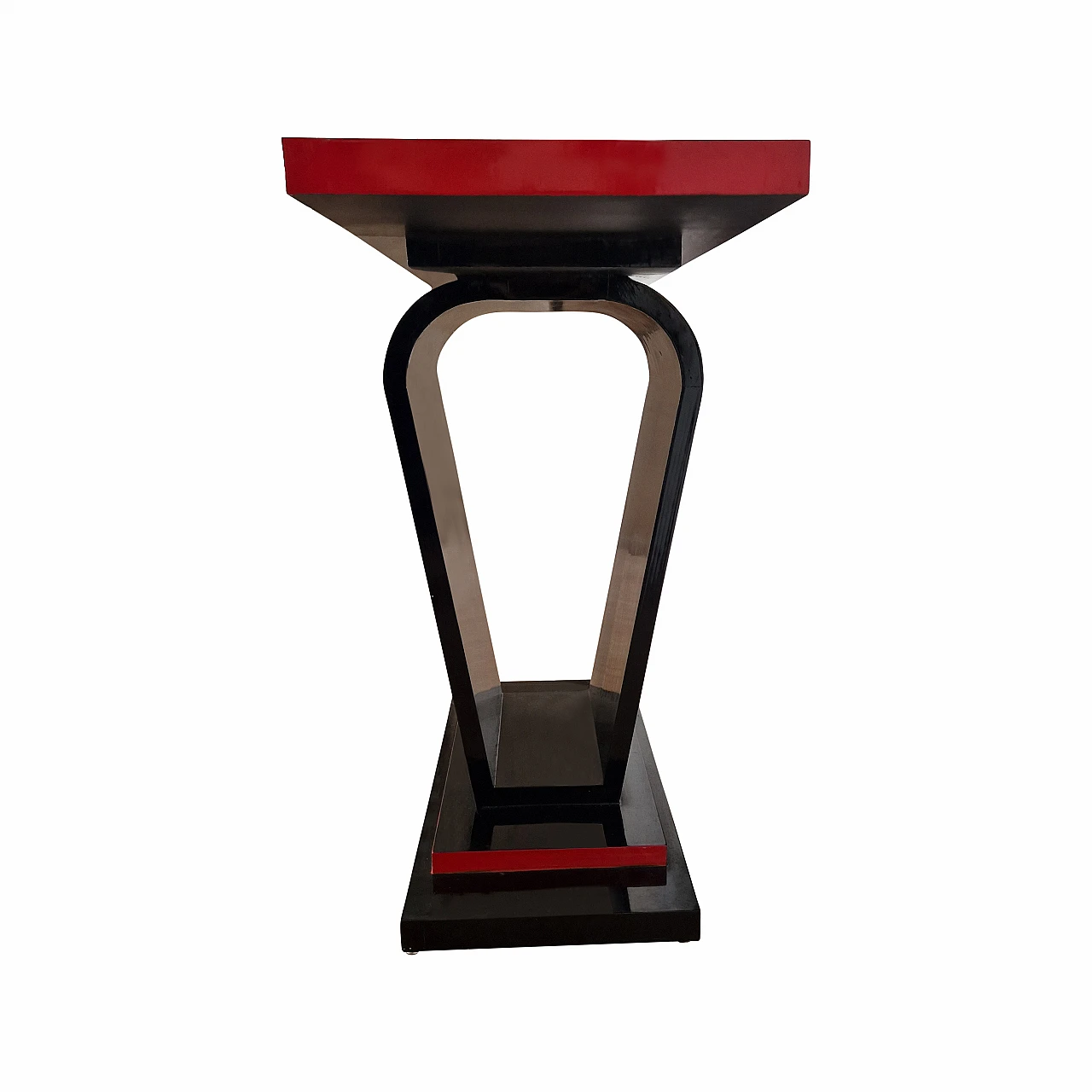 Art Deco style black and red lacquered wood console, 1980s 5