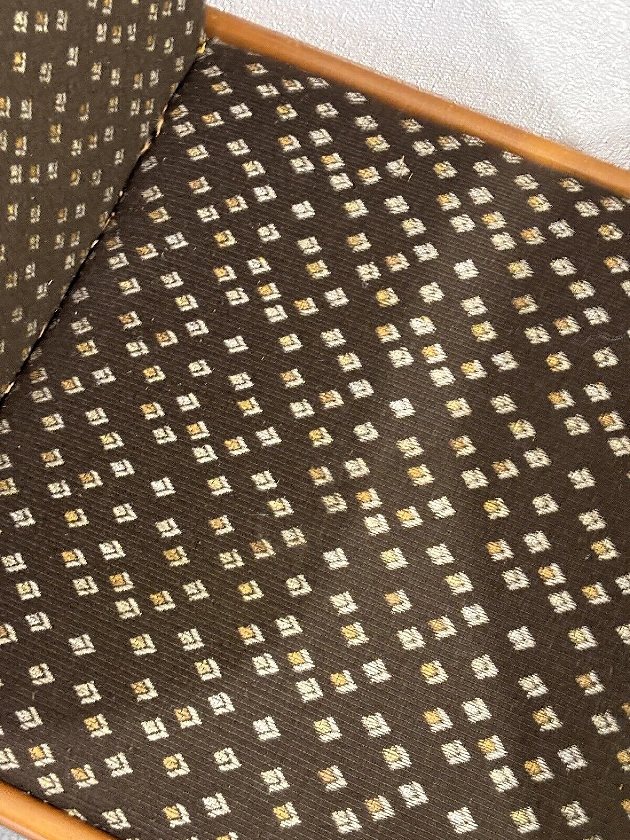 4 Sedie in legno e tessuto fantasia, anni '60 9