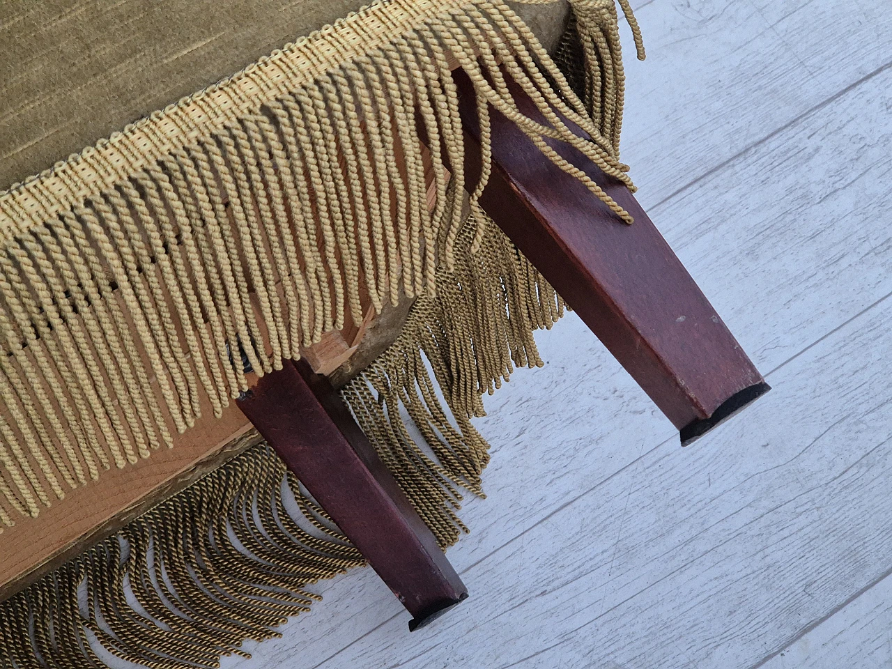 Danish two-seater green velvet sofa with tassels, 1970s 15