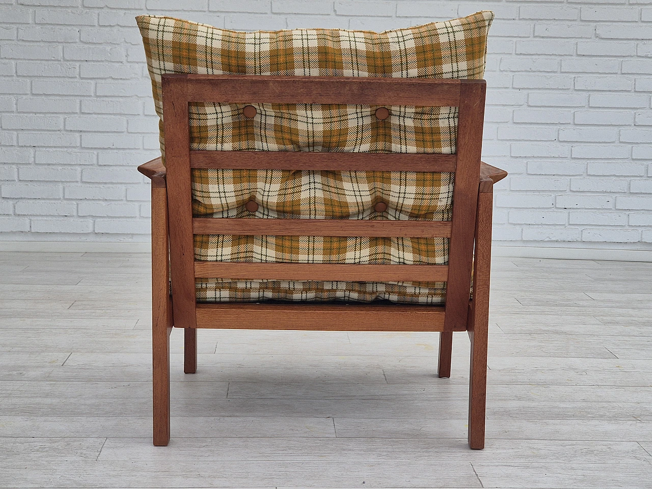 Danish wool and teak armchair, 1970s 14