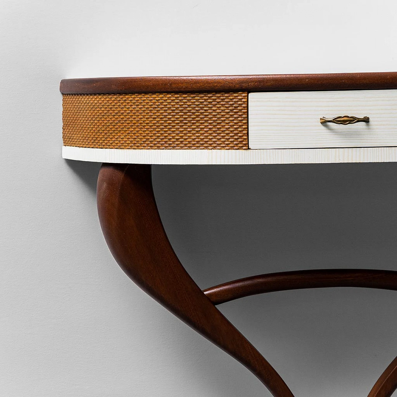 Brown and white wood hanging console, 1950s 3