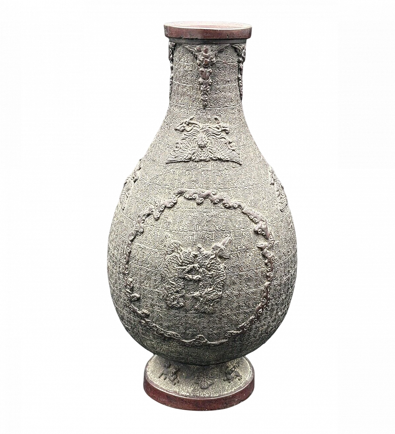 Vaso cinese dinastia Ming in bronzo sbalzato, '400 2