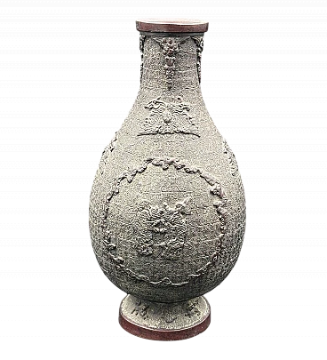 Vaso cinese dinastia Ming in bronzo sbalzato, '400