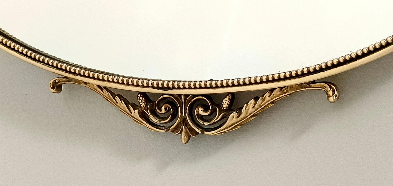 Specchio da parete a forma di scudo in ottone, anni '50 8