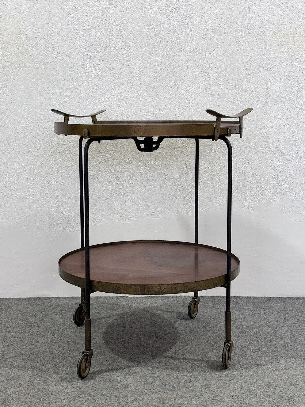 Wood and metal bar cart by Luigi Caccia Dominioni, 1960s 2