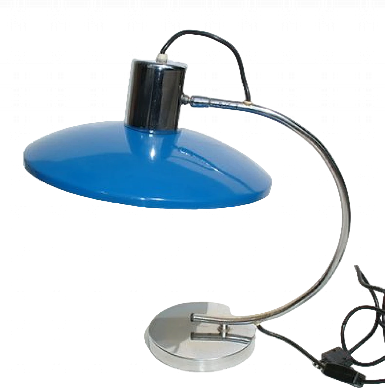 Blue aluminium table lamp, 1960s 5