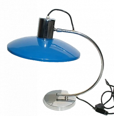 Blue aluminium table lamp, 1960s