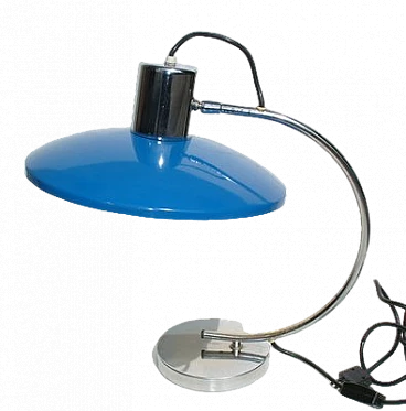 Lampada da tavolo in alluminio blu, anni '60