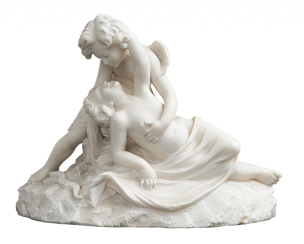 Cupid and Psyche, sculpture in alabaster, 19th century 5