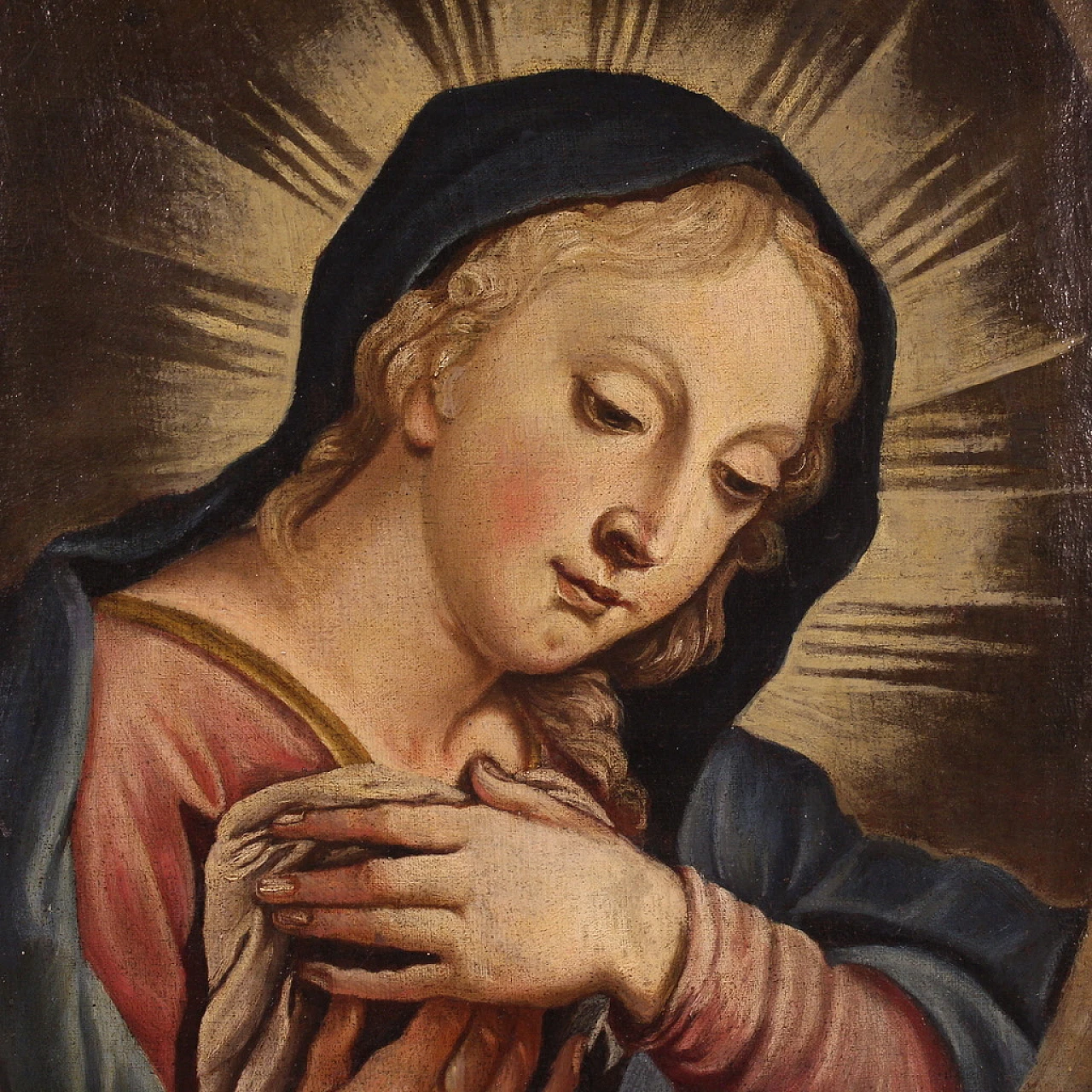 Praying Madonna, oil painting on canvas, second half of 18th century 4