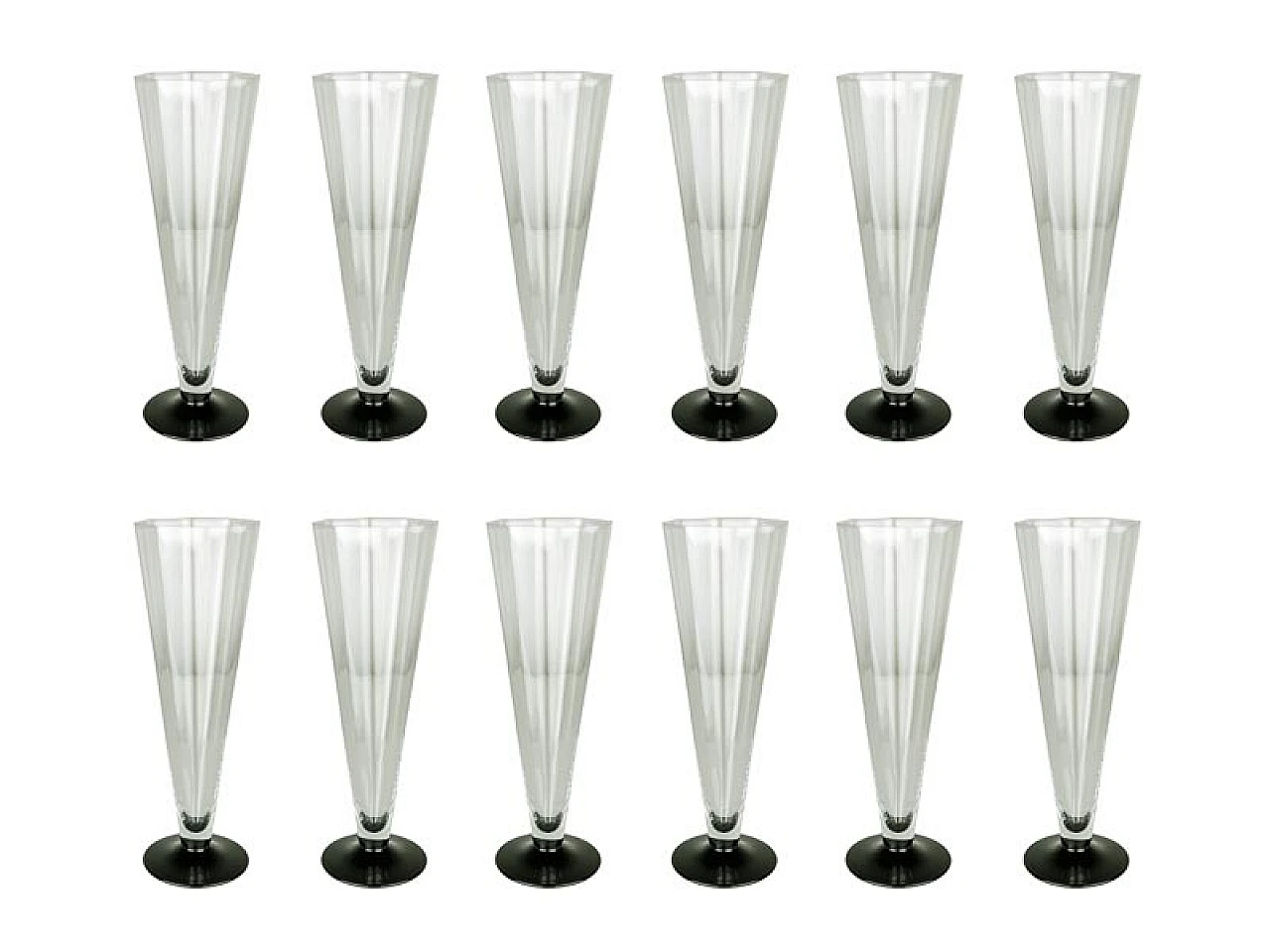 12 Ottagonale flutes in Murano glass by Carlo Moretti, 1970s 2