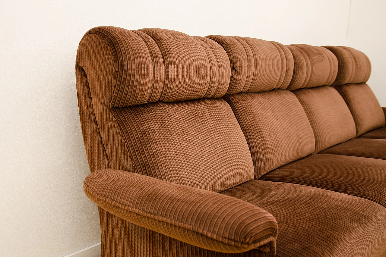 Brown corduroy four-seater modular sofa, 1980s 9