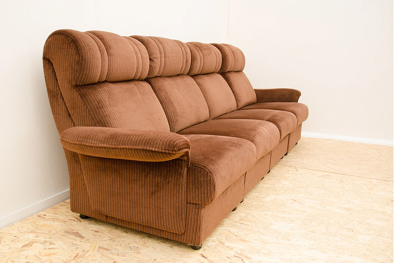 Brown corduroy four-seater modular sofa, 1980s 16