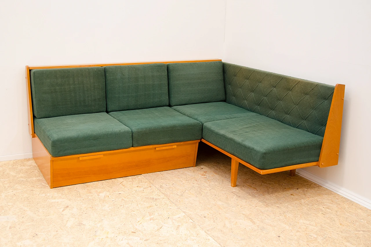 Czechoslovakian beech corner storage sofa, 1960s 3