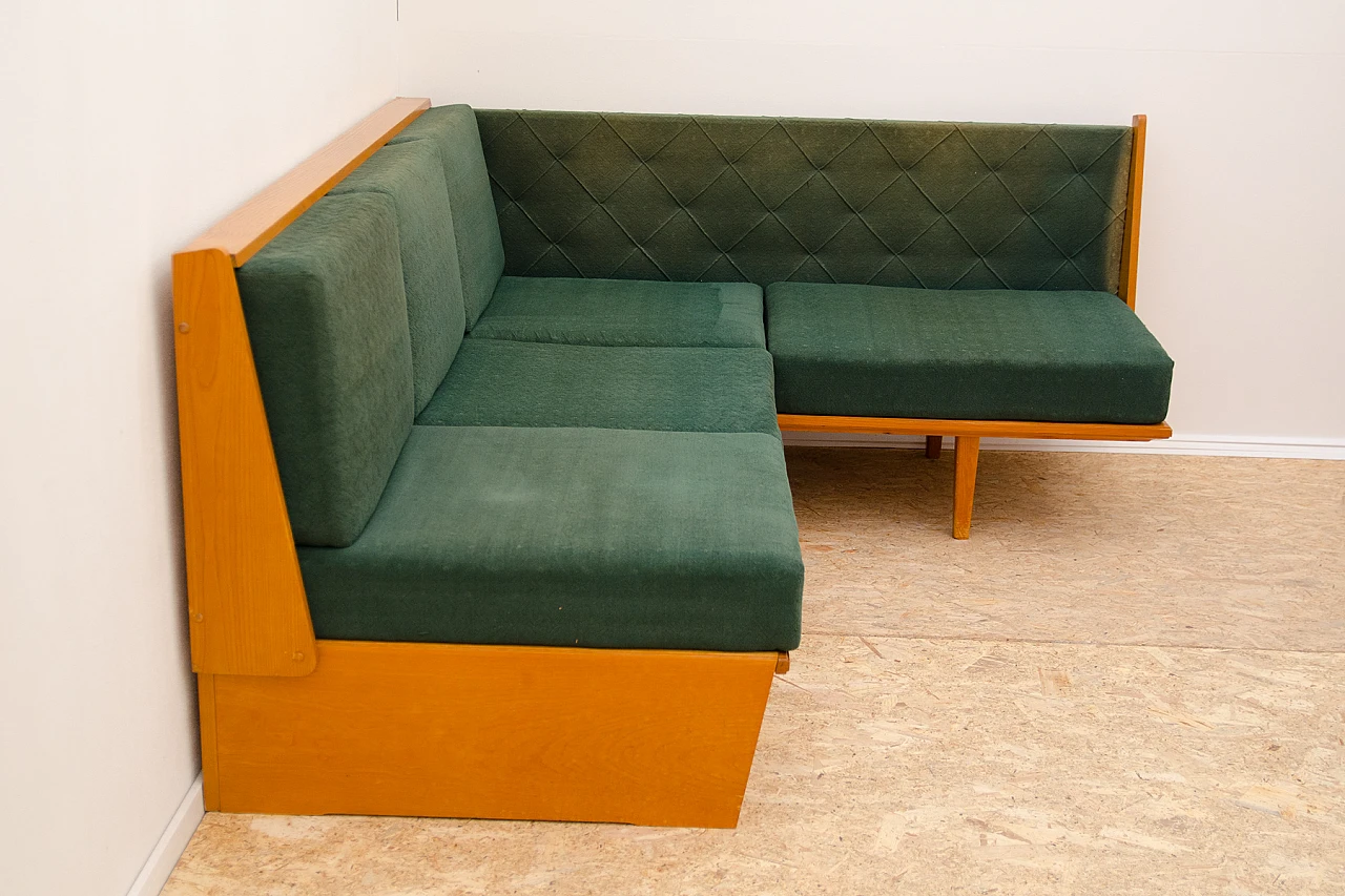 Czechoslovakian beech corner storage sofa, 1960s 5