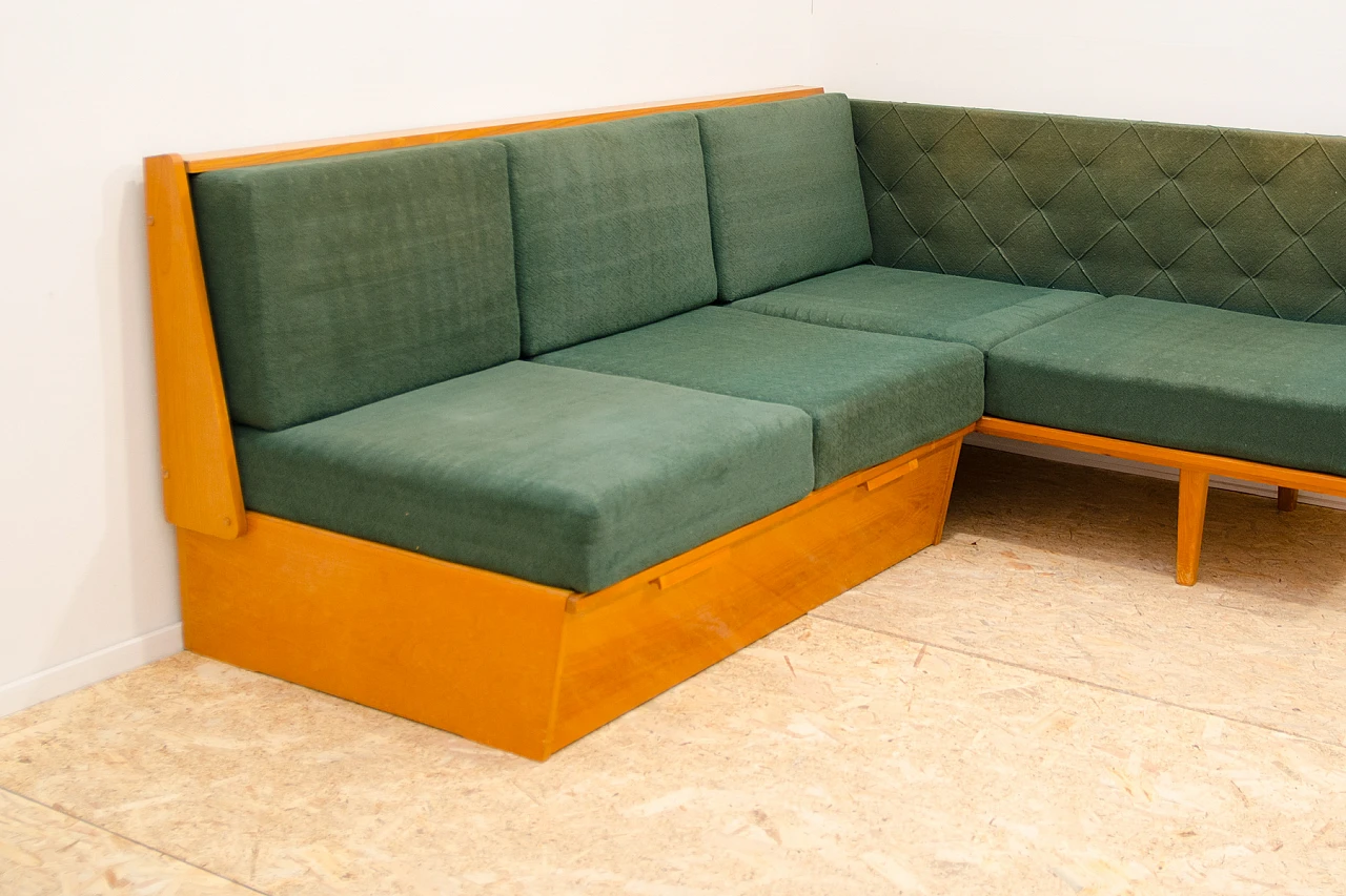 Czechoslovakian beech corner storage sofa, 1960s 6