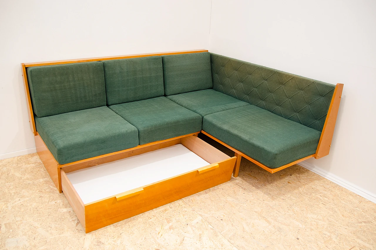 Czechoslovakian beech corner storage sofa, 1960s 13