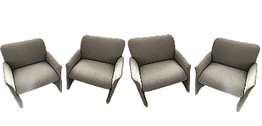4 Lewes fabric armchairs by G. Offredi for Saporiti, 1980s