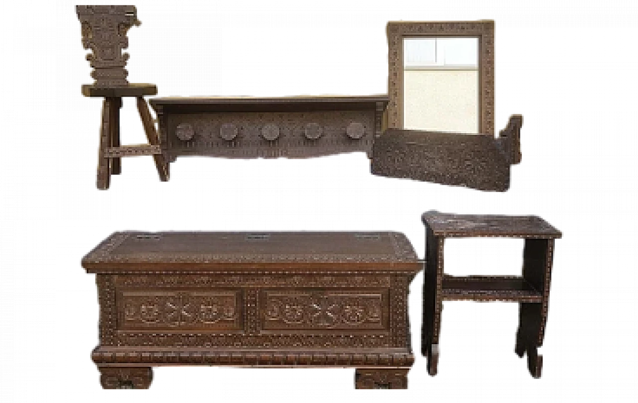 Componenti d'arredo in legno massello, anni '60 18