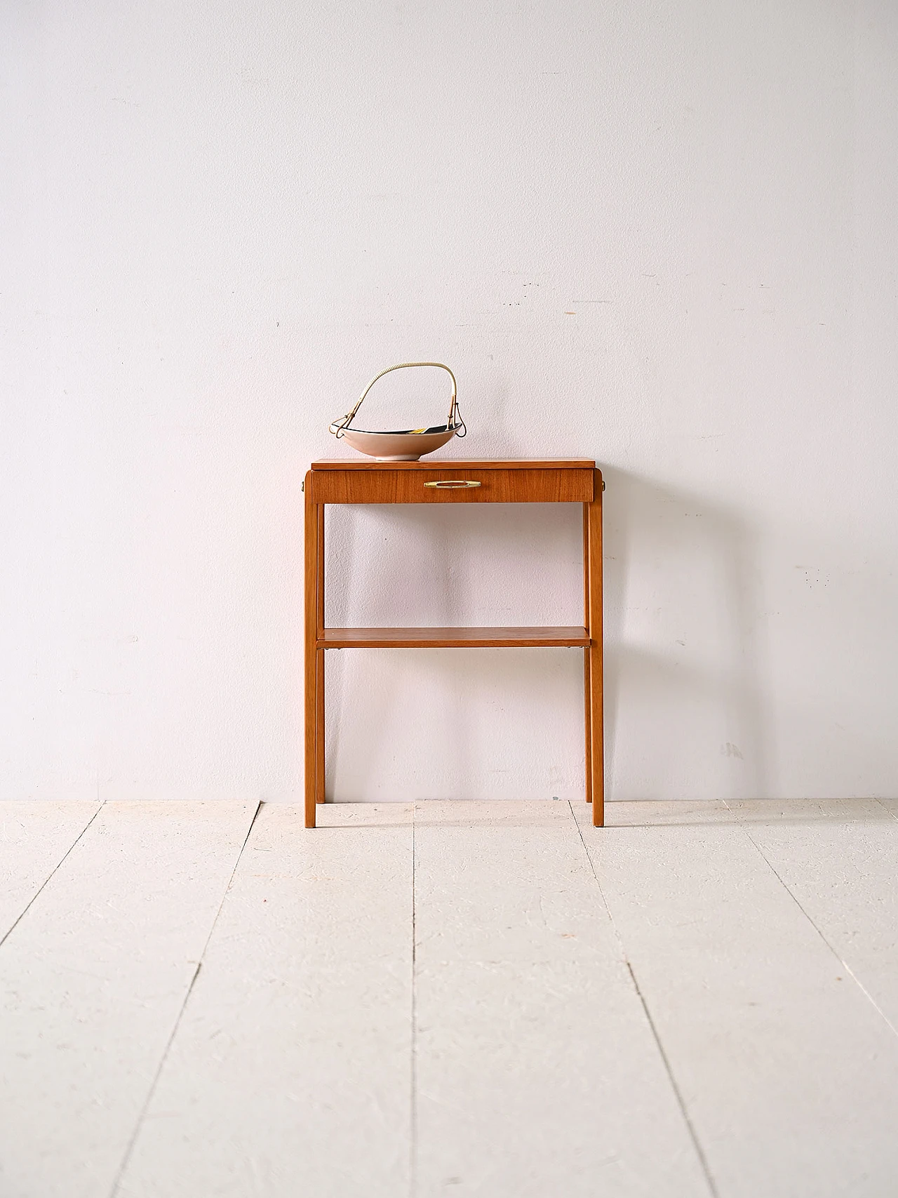 Swedish wood bedside table with drawer, 1960s 1