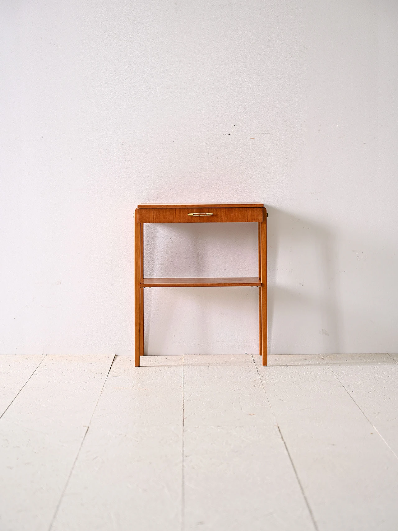 Swedish wood bedside table with drawer, 1960s 2