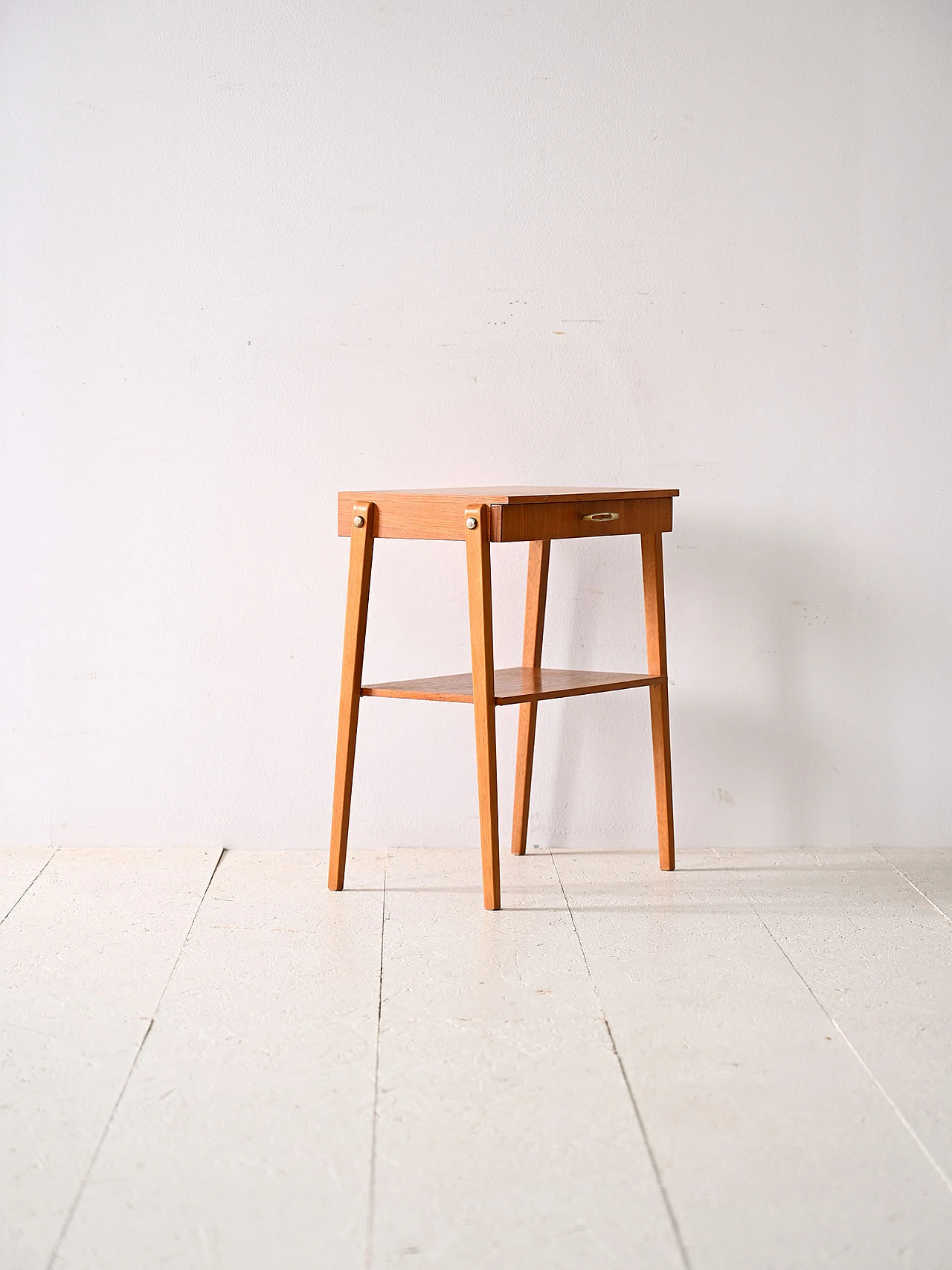 Swedish wood bedside table with drawer, 1960s 3