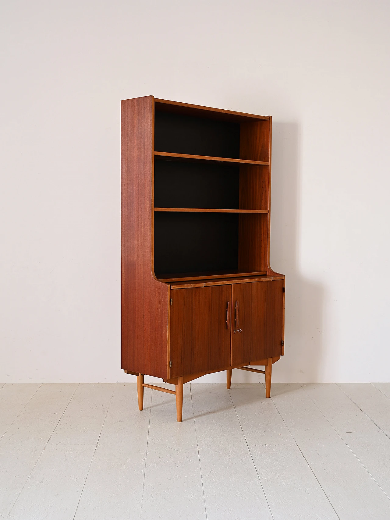 Scandinavian teak bookcase with extractable shelf, 1960s 5