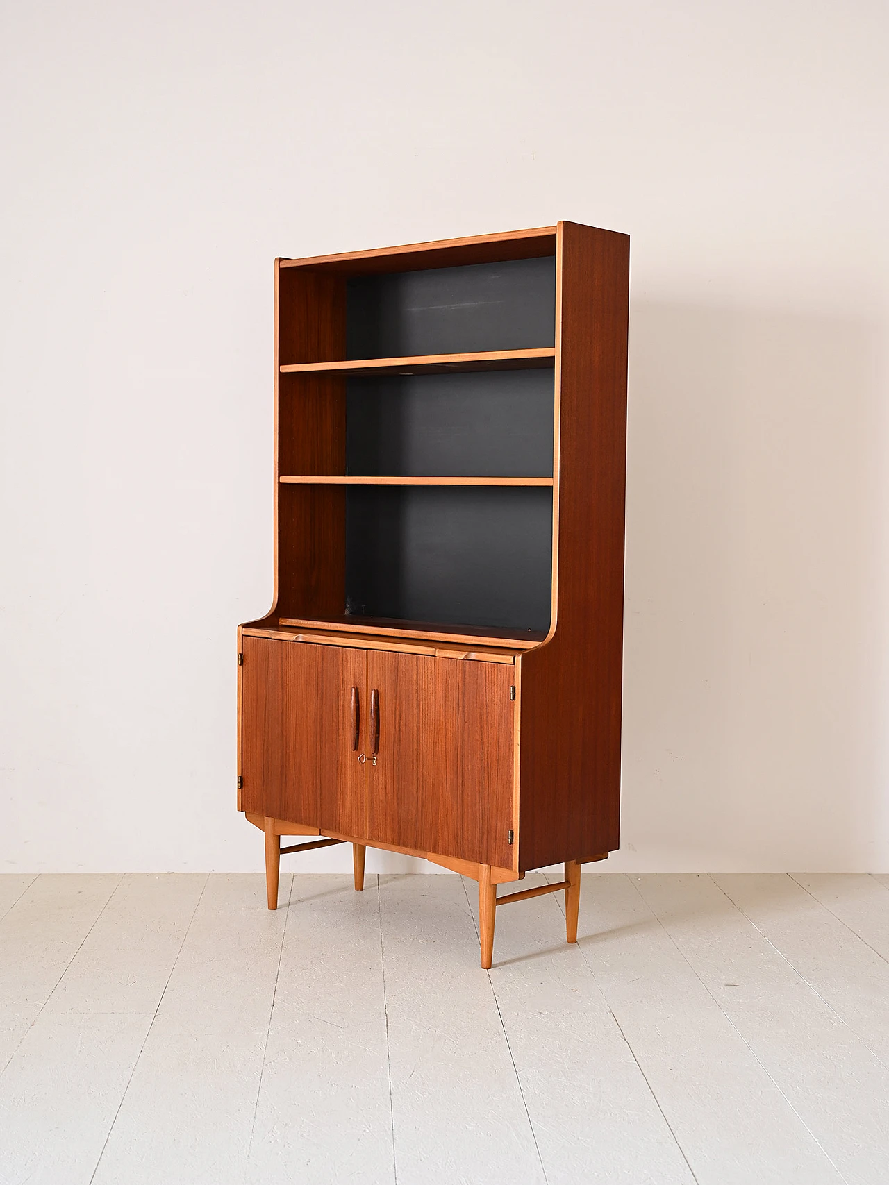Scandinavian teak bookcase with extractable shelf, 1960s 6
