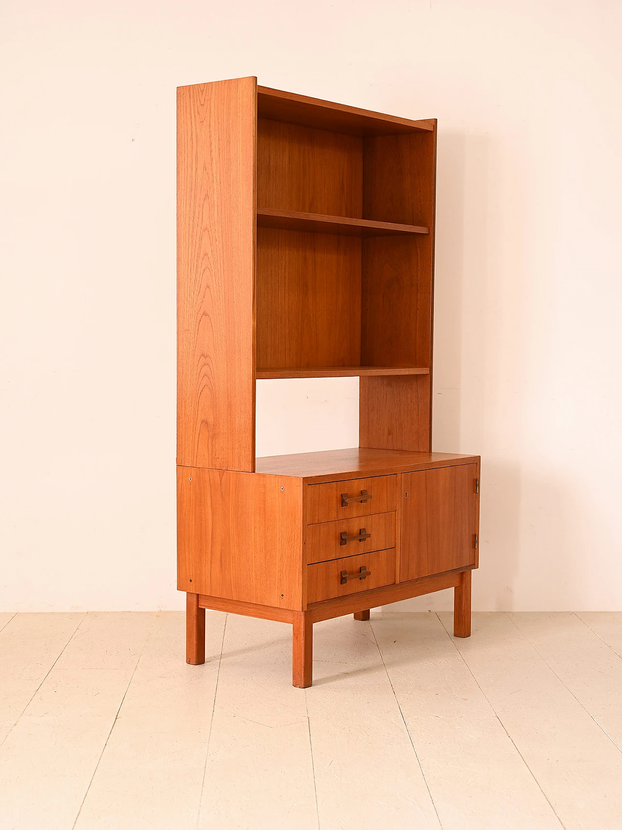 Wooden bookcase with drawers & hinged doors, 1960s 4