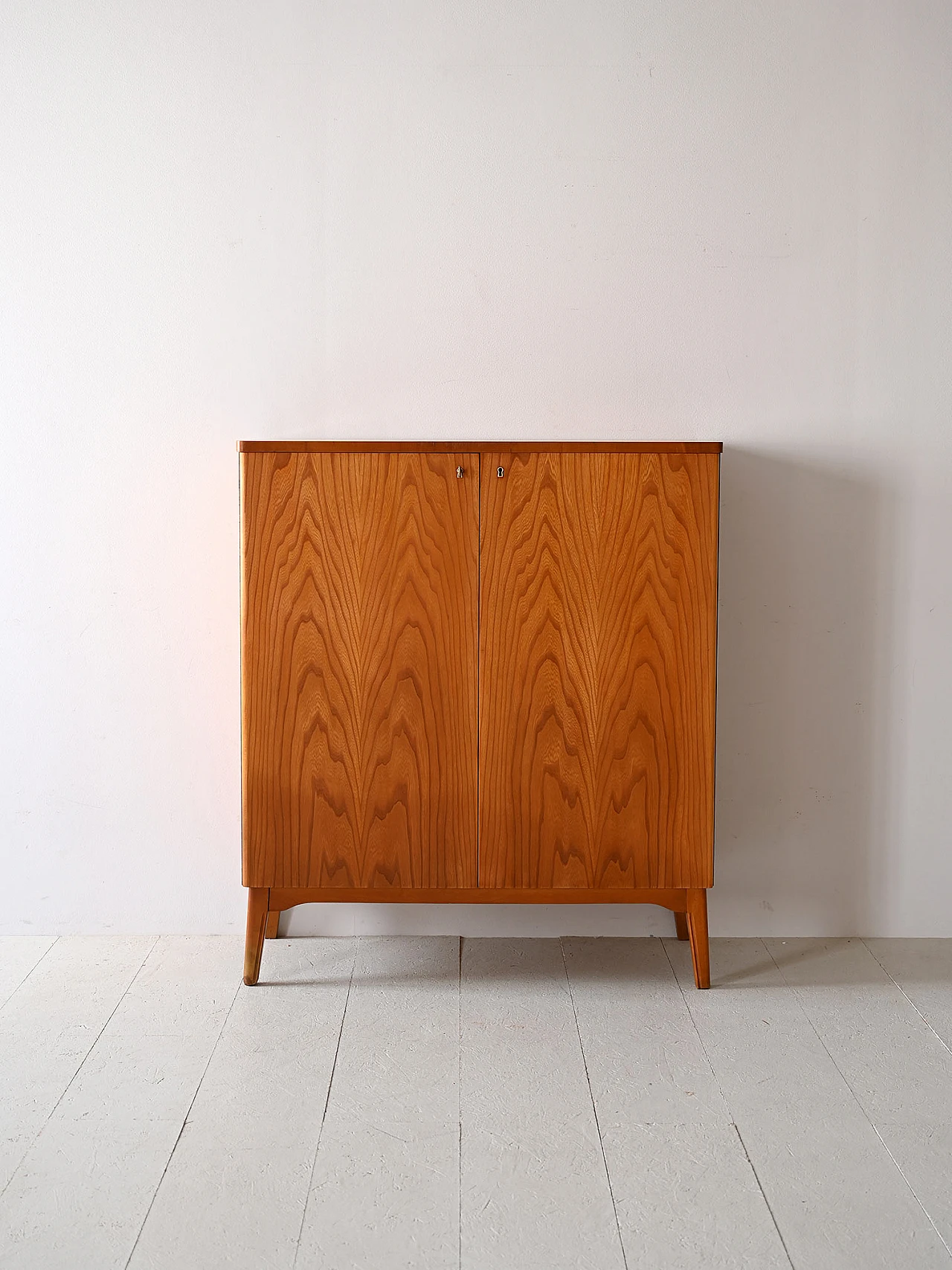 Wooden sideboard with hinged doors & lock, 1950s 2