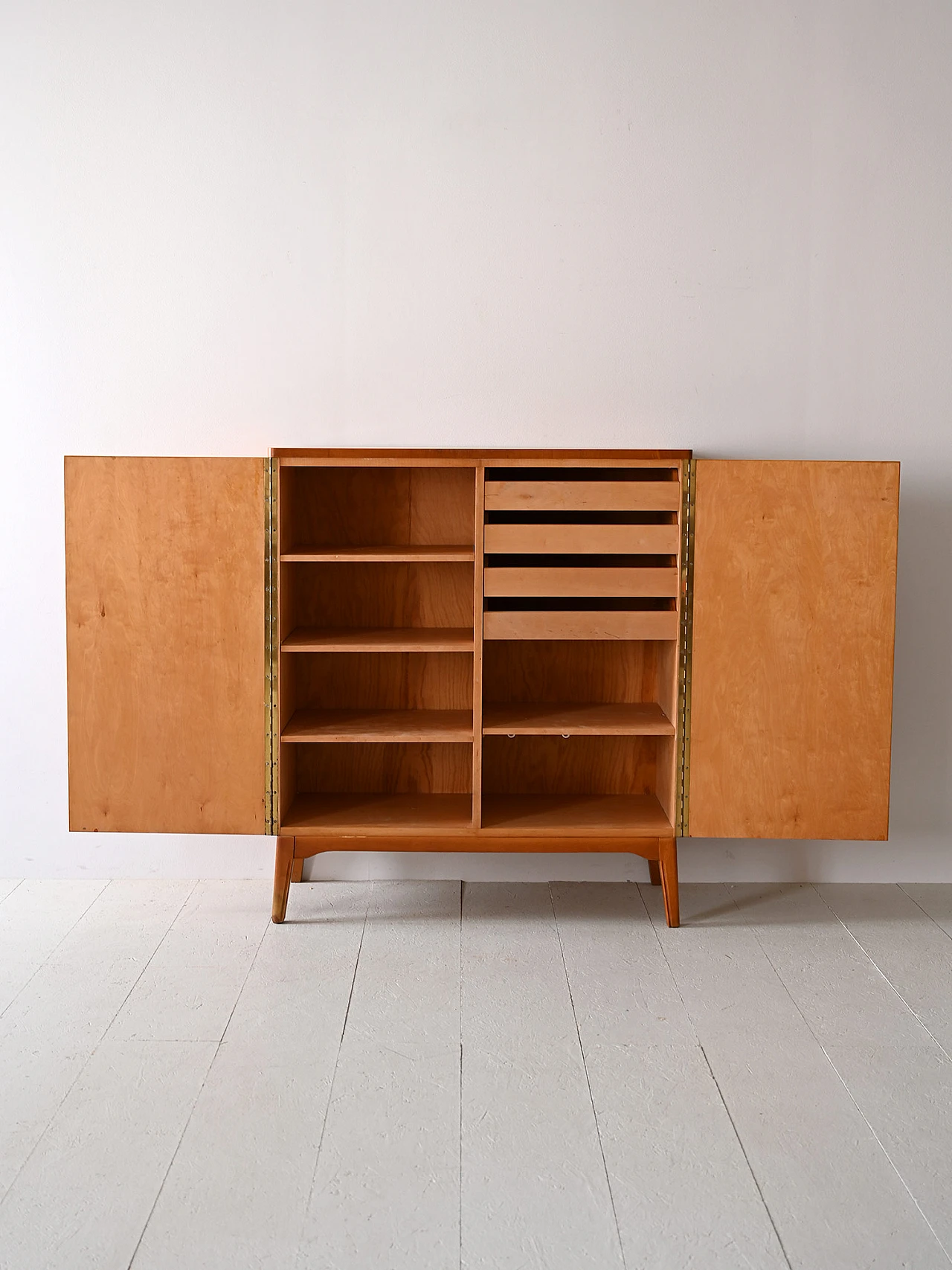 Wooden sideboard with hinged doors & lock, 1950s 3