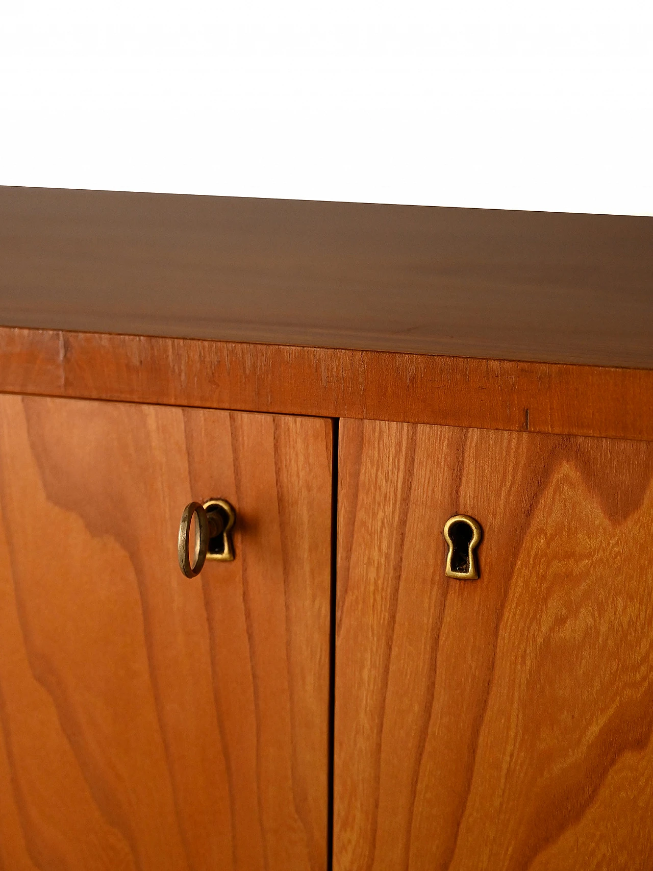 Wooden sideboard with hinged doors & lock, 1950s 7
