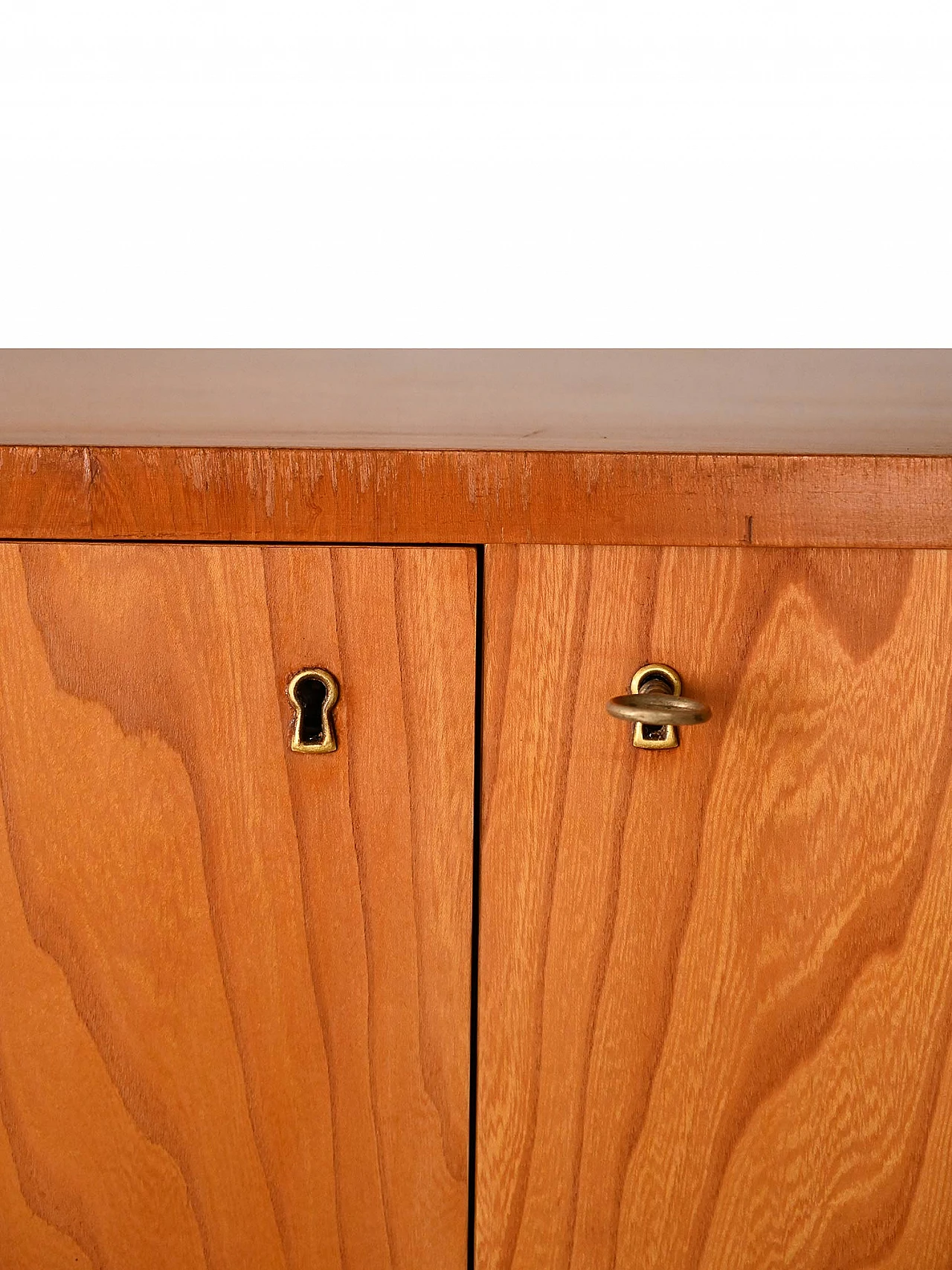 Wooden sideboard with hinged doors & lock, 1950s 10