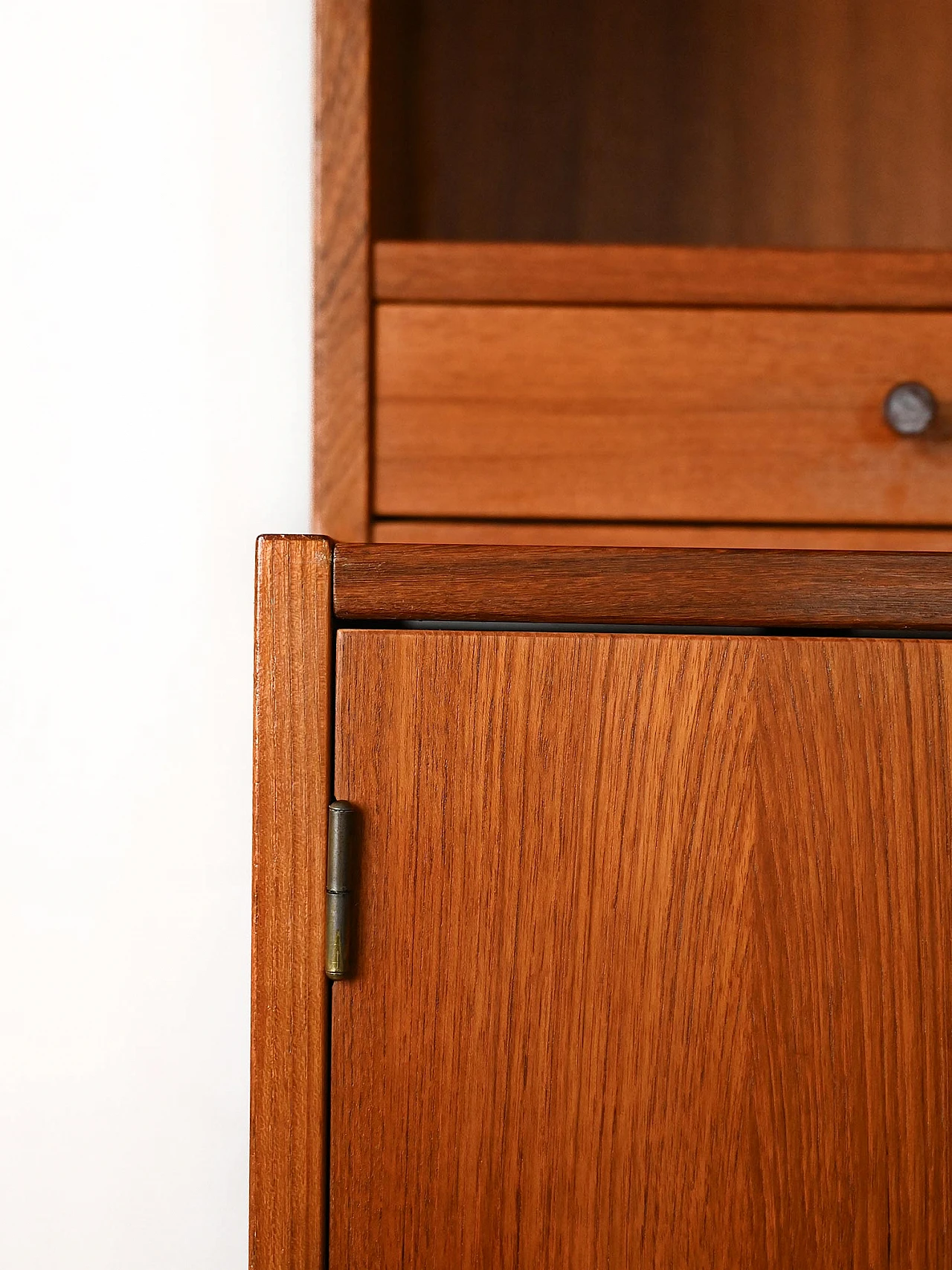 Teak bookcase with open shelving & storage compartment, 1960s 8