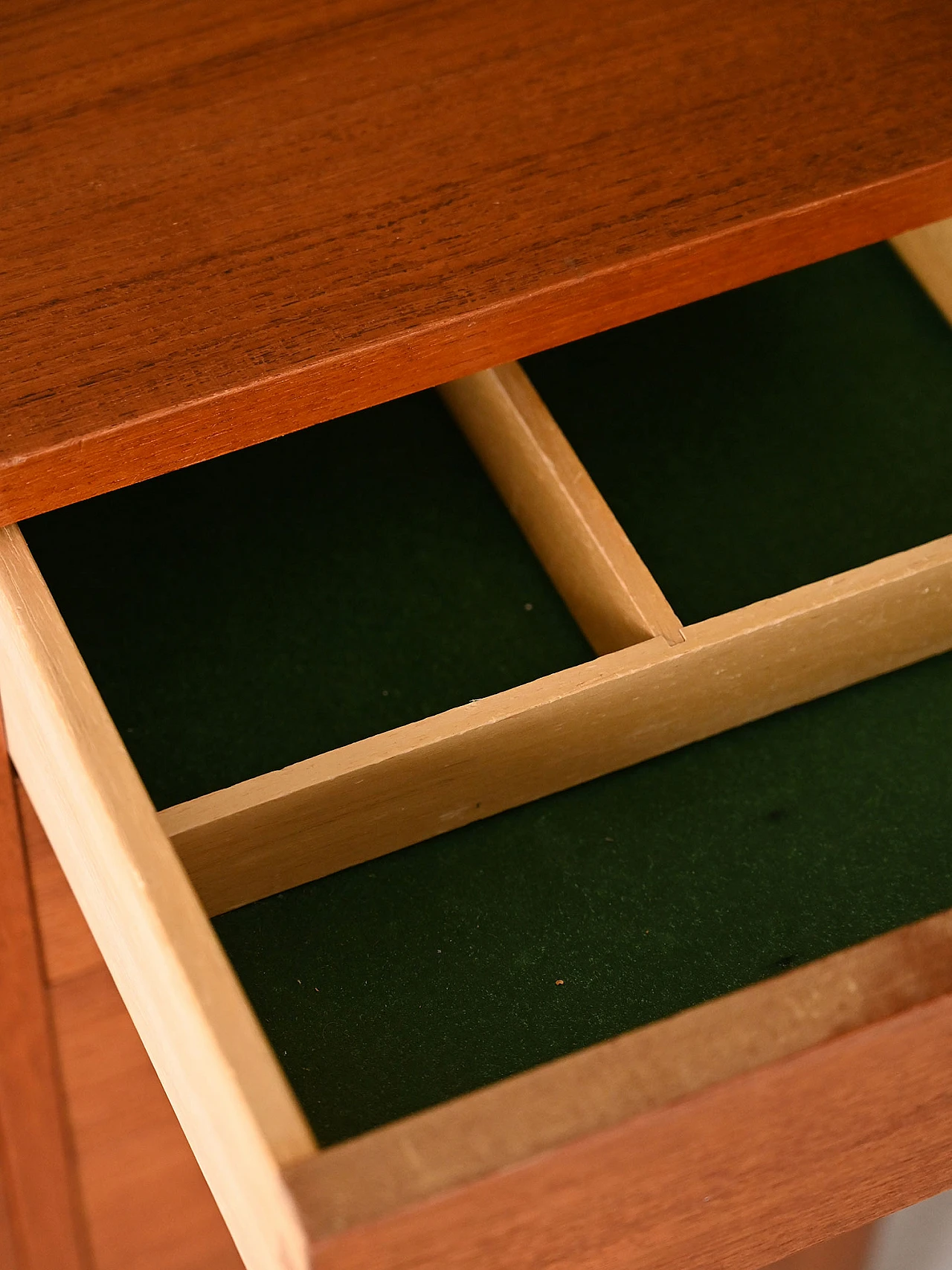 Teak sideboard with drawers & carved handles, 1960s 10