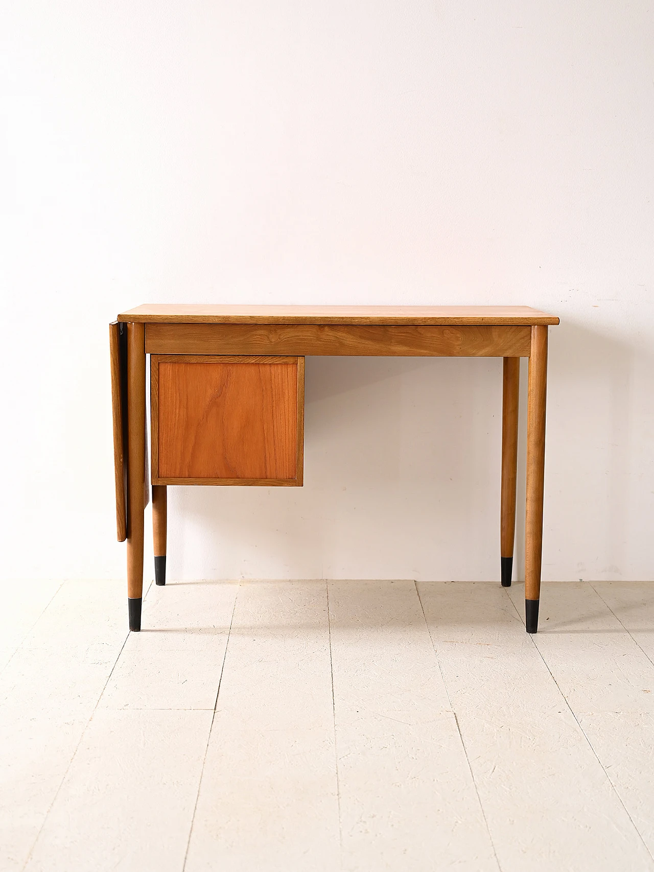 Scandinavian extendable teak and birch desk, 1960s 7