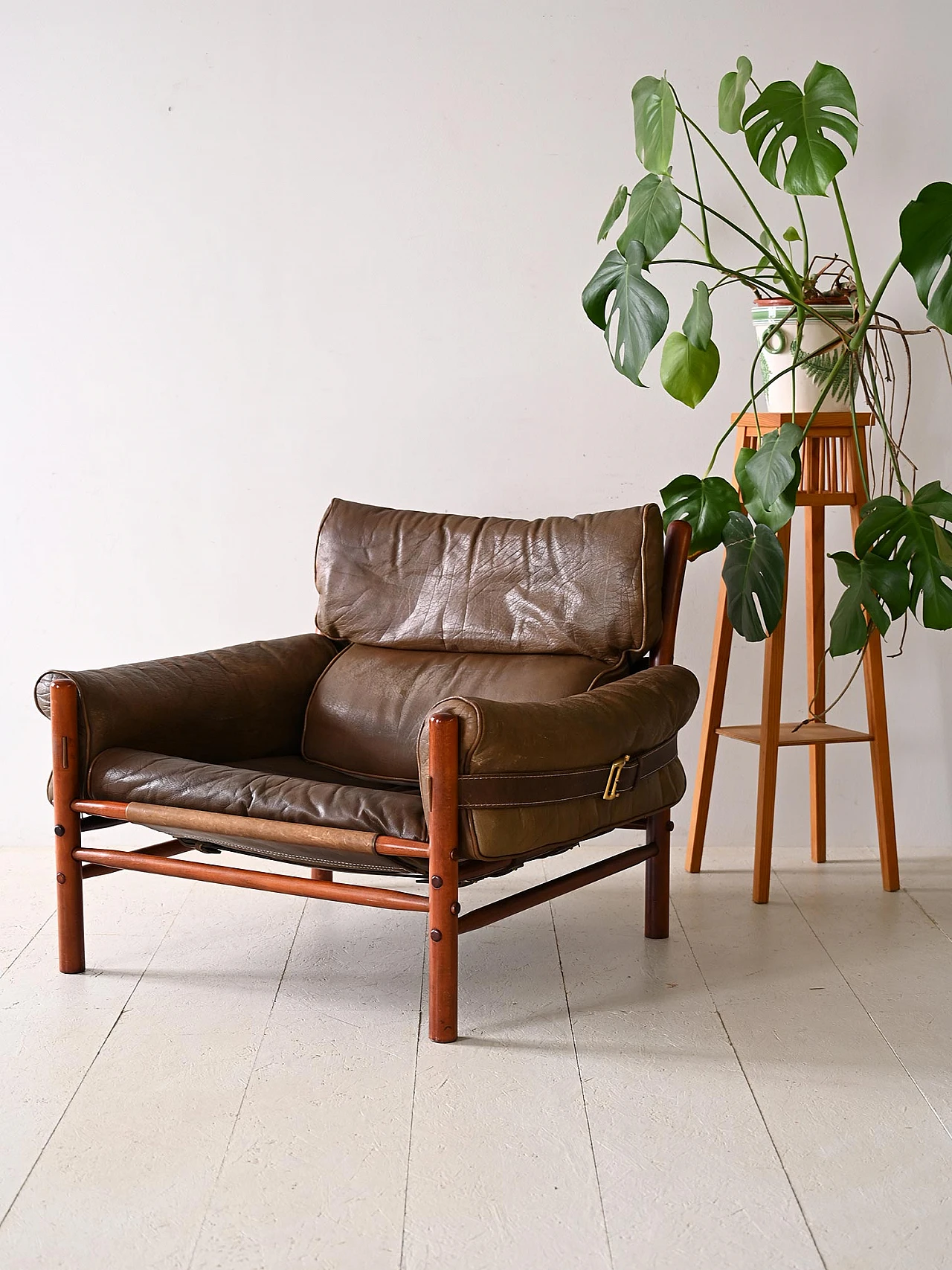 Wood and leather armchair by Arne Norell, 1960s 1